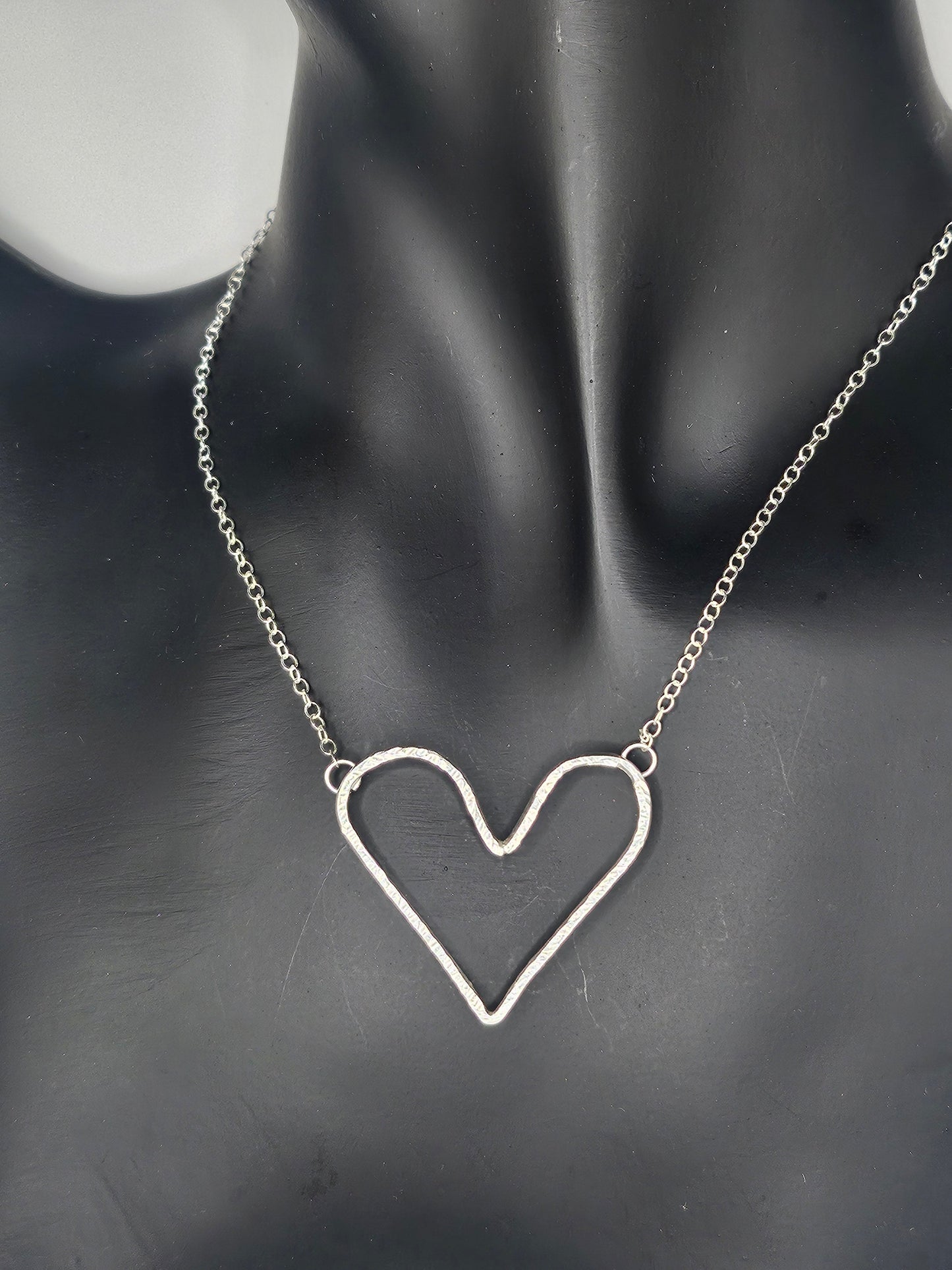 Sterling Silver Large Love Heart Pendant