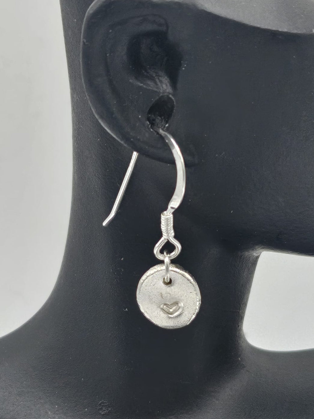 handmade pebble love heart drop earings.