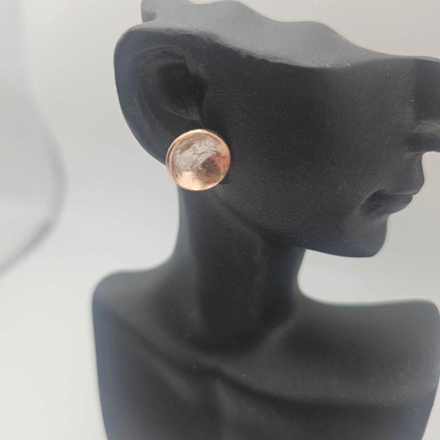 Sterling silver and copper stud earrings