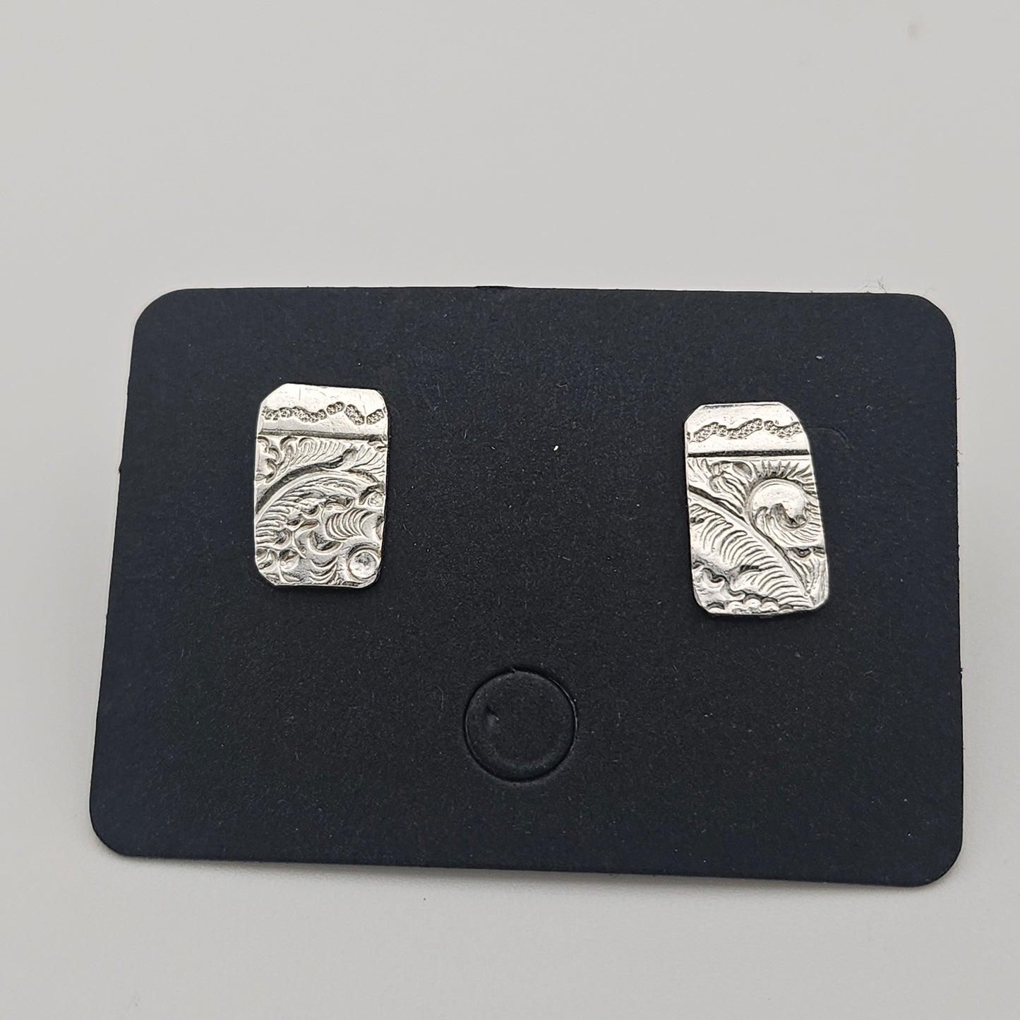 Sterling silver stud earrings. With unique pattern