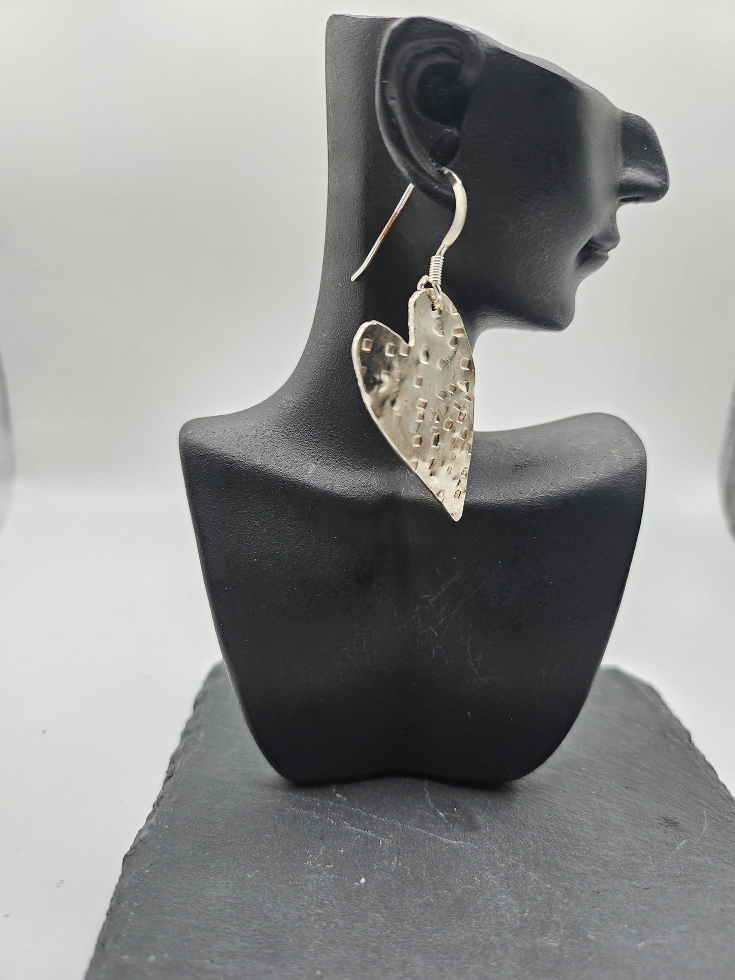 Sterling Silver Hammered Love Heart Earrings
