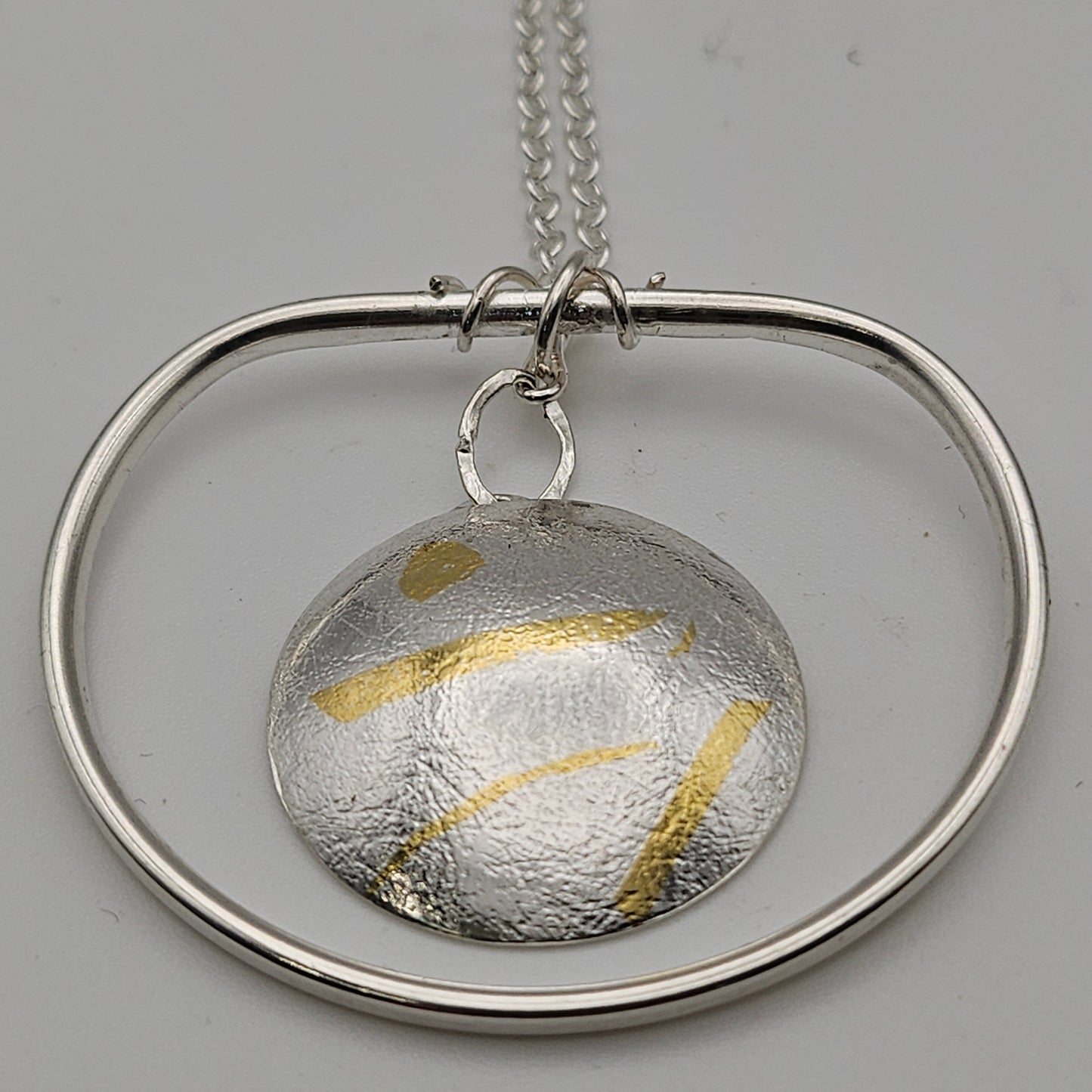 Sterling silver unique pendant with keumboo