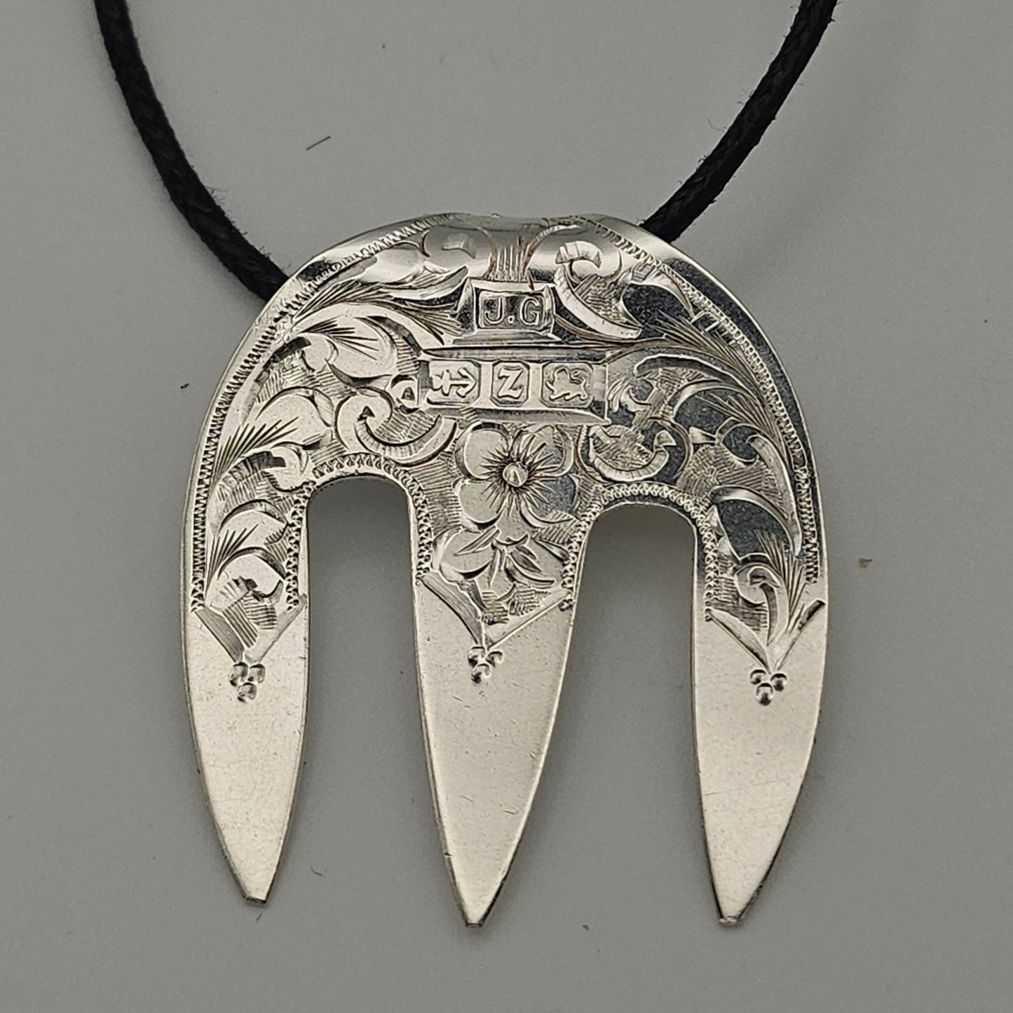 Sterling silver decorative unique fork pendant