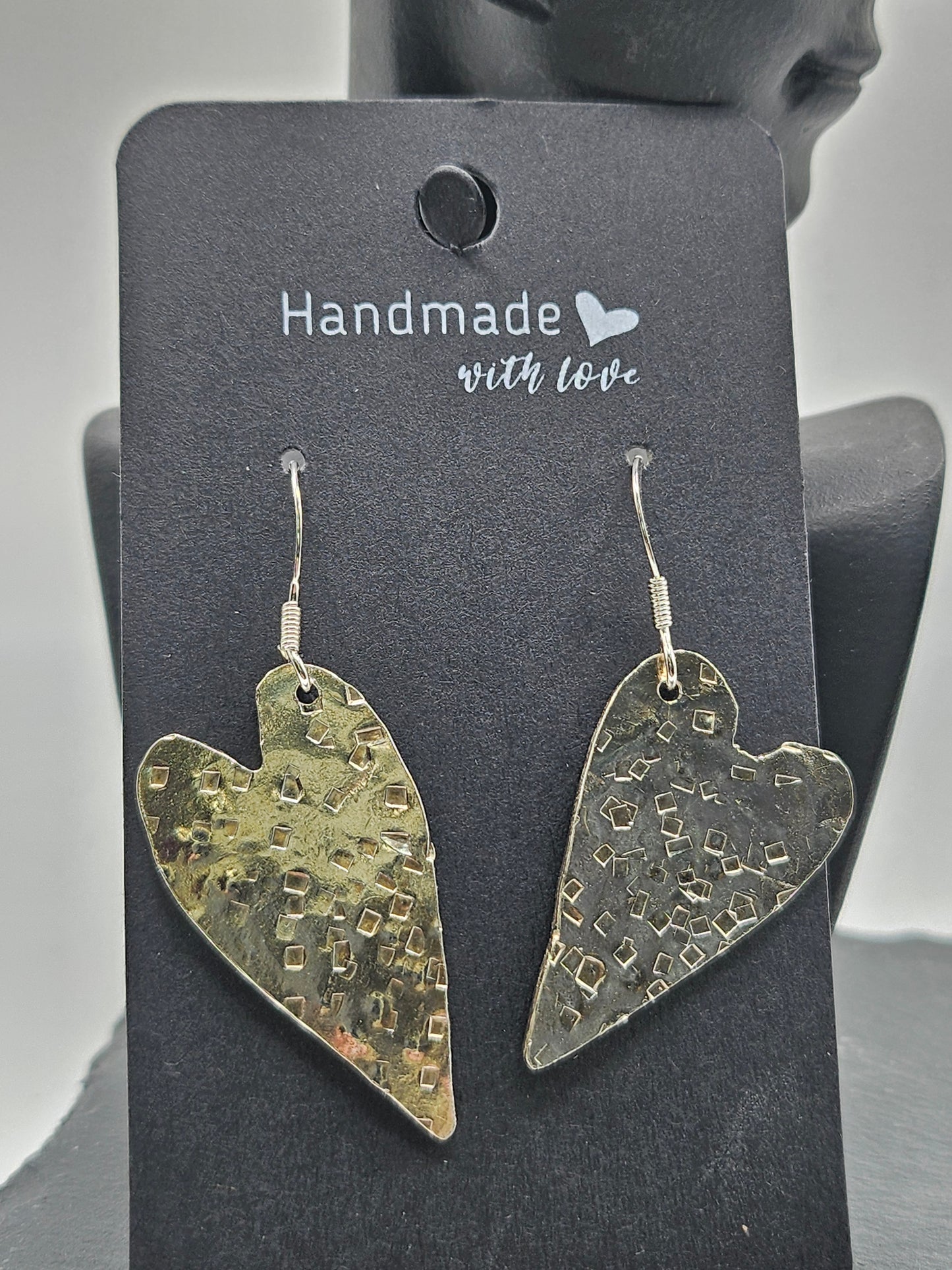 Sterling Silver Hammered Love Heart Earrings