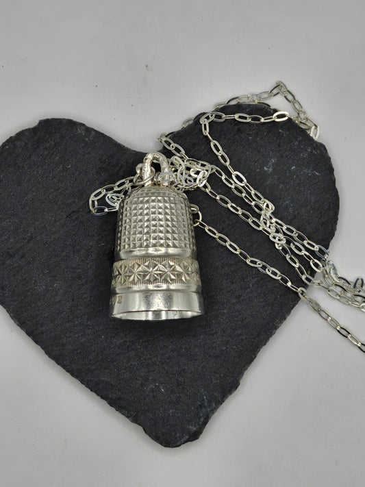 Sterling Silver Exquisite Antique Thimble Pendant