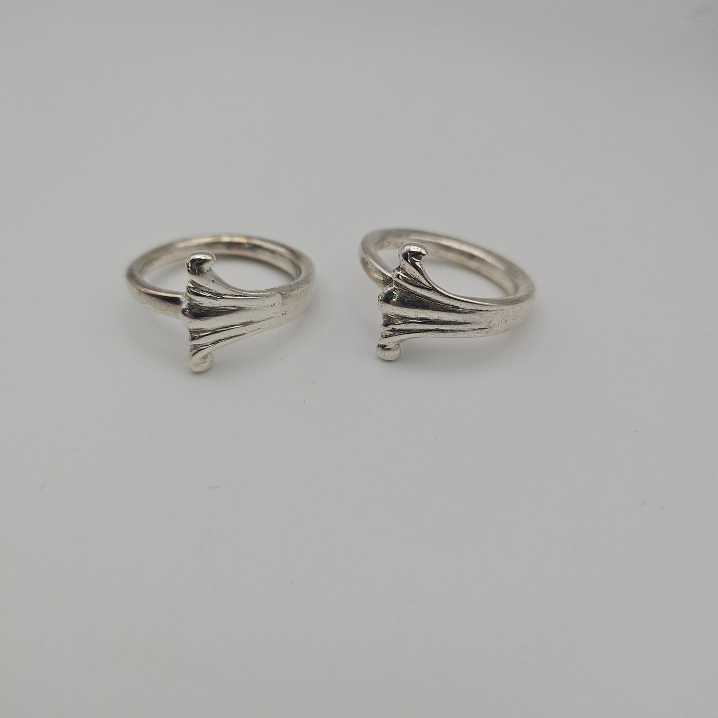 Sterling silver spoon handle scroll ring