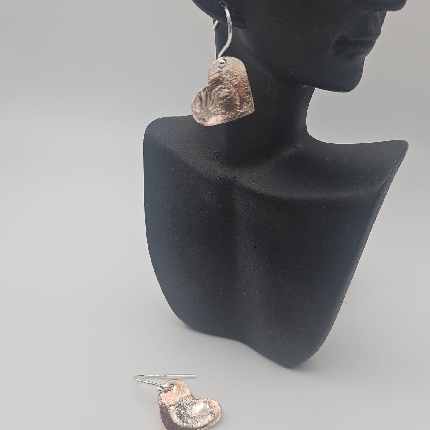 Sterling silver and copper love heart earrings