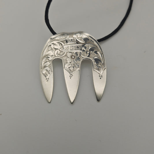Sterling silver decorative unique fork pendant
