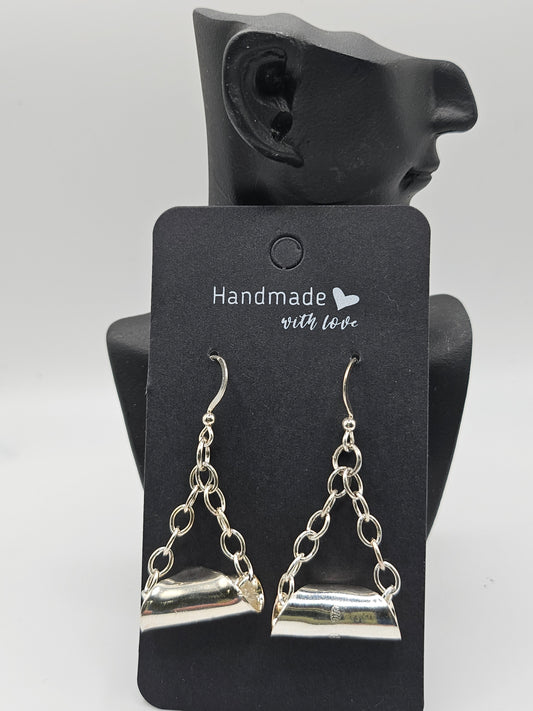 Sterling Silver Spoon and Chain Earrings