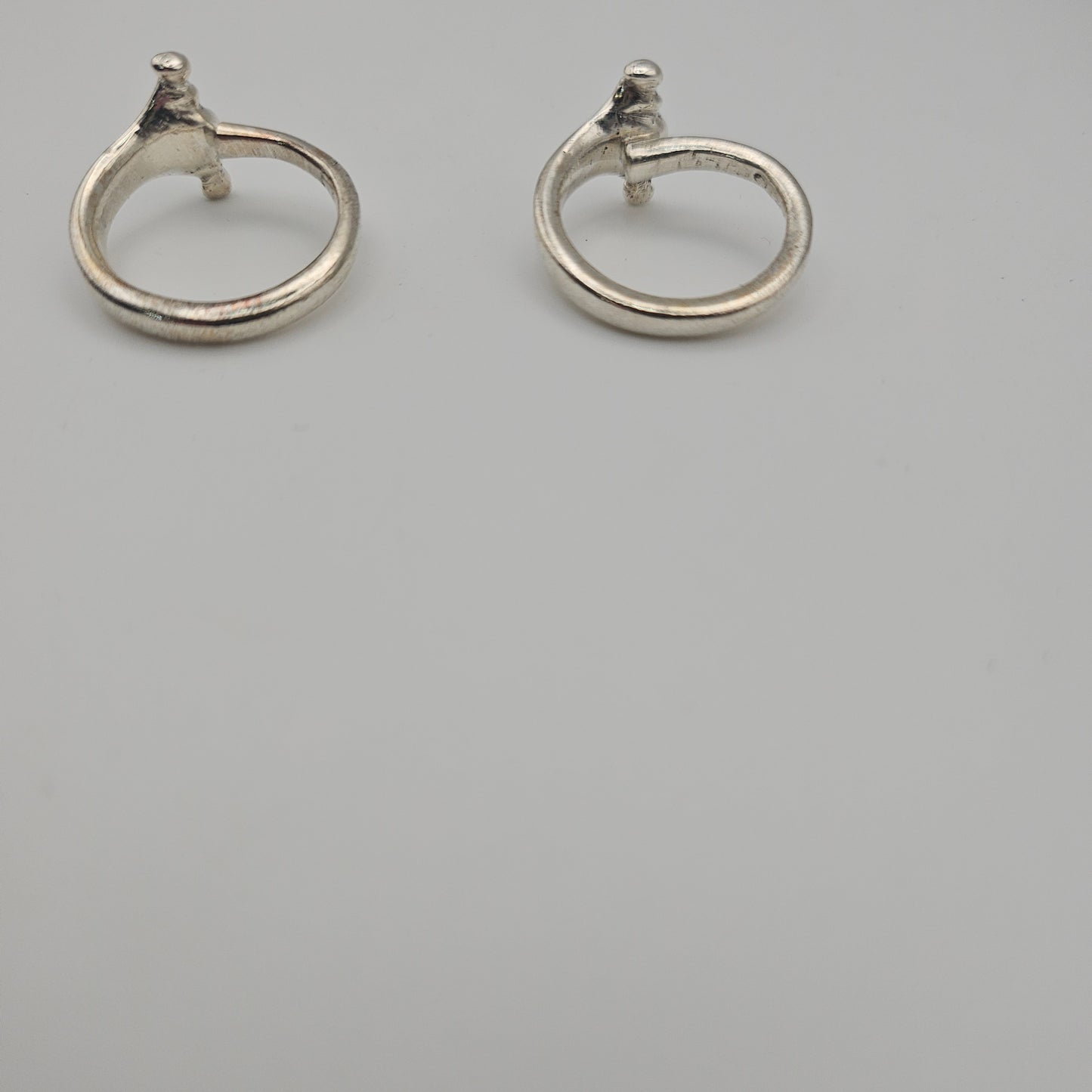 Sterling silver spoon handle scroll ring