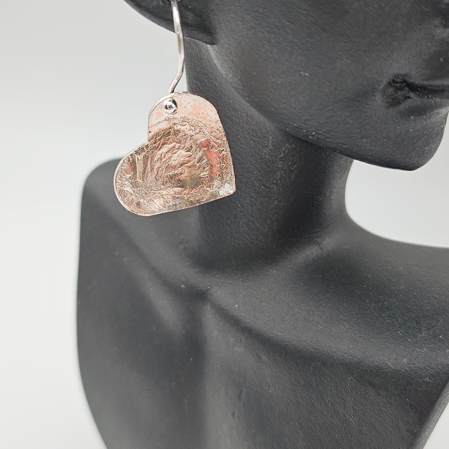 Sterling silver and copper love heart earrings