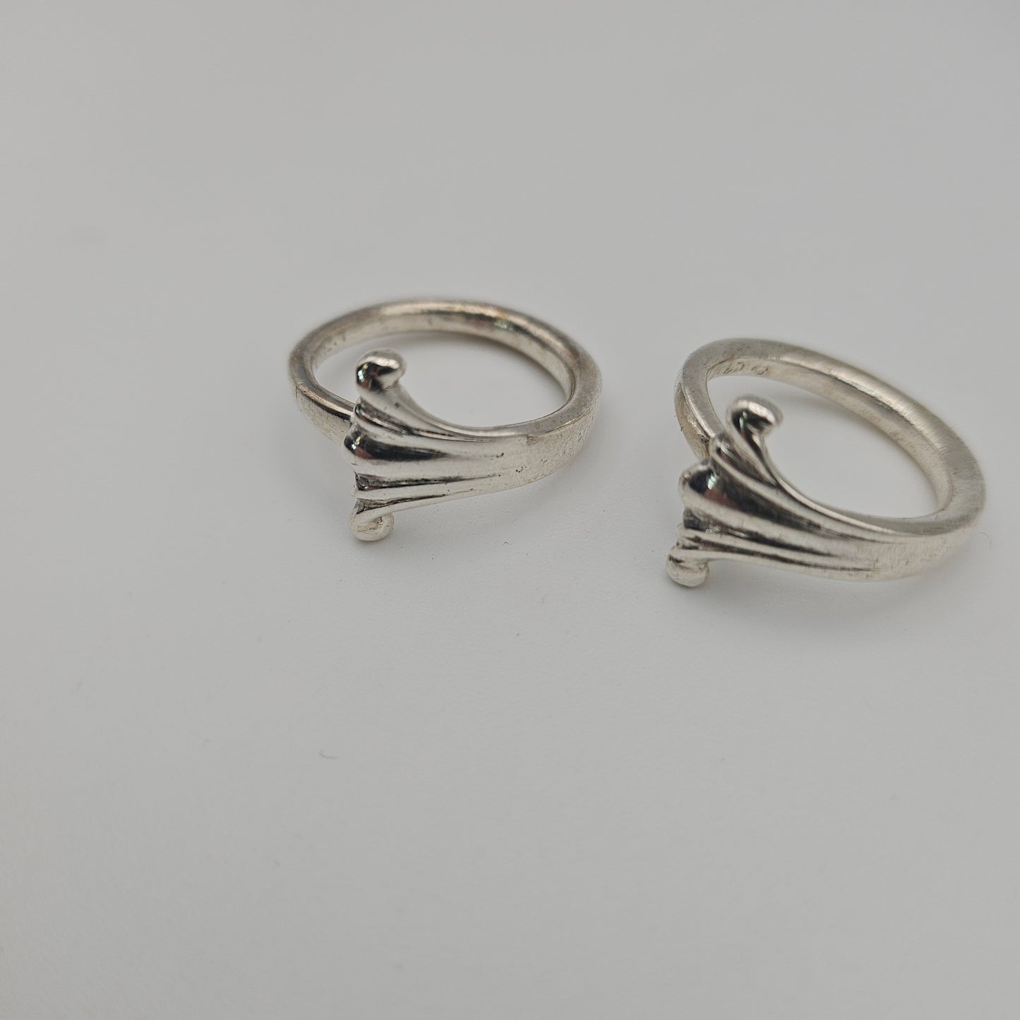 Sterling silver spoon handle scroll ring