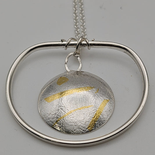 Sterling silver unique pendant with keumboo